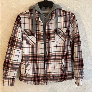 Hooded Sherpa Lined Flannel Shacket
